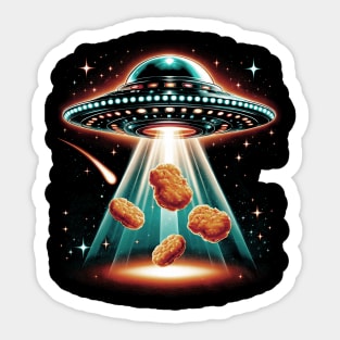 Crispy Crunch Crew Chicken Nugget Aliens Statement Tee for Foodies Sticker